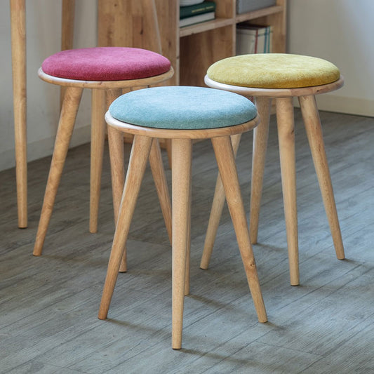 ラウンドスツール 円形 丸型 座クッション付き おしゃれ 北欧 可愛い 天然木 座面取り外し可能 木製 木目 ナチュラル スリム シンプル NATURAL SIGNATURE(代引不可)