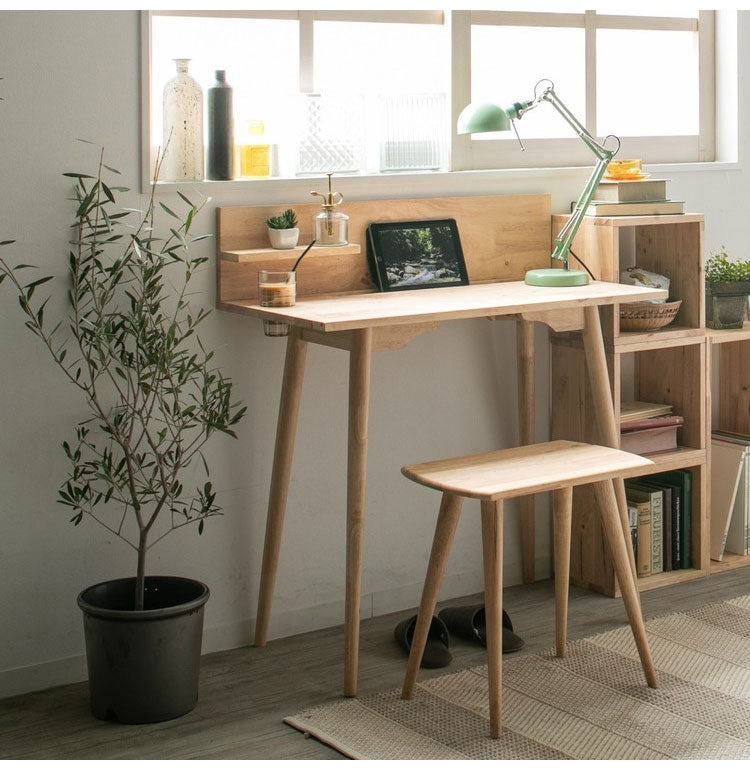 デスク 幅90cm 長方形 収納付き ドリンクホルダー付き スマホスタンド タブレットスタンド 天然木 木製 木目 おしゃれ リモート テレワーク 子ども 学習机 勉強机 書斎 NATURAL SIGNATURE(代引不可)