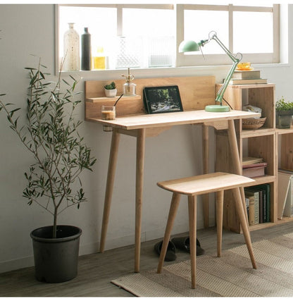 デスク 幅90cm 長方形 収納付き ドリンクホルダー付き スマホスタンド タブレットスタンド 天然木 木製 木目 おしゃれ リモート テレワーク 子ども 学習机 勉強机 書斎 NATURAL SIGNATURE(代引不可)