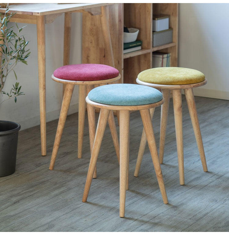 ラウンドスツール 円形 丸型 座クッション付き おしゃれ 北欧 可愛い 天然木 座面取り外し可能 木製 木目 ナチュラル スリム シンプル NATURAL SIGNATURE(代引不可)