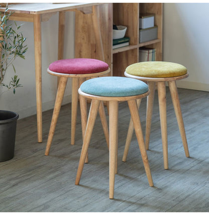 ラウンドスツール 円形 丸型 座クッション付き おしゃれ 北欧 可愛い 天然木 座面取り外し可能 木製 木目 ナチュラル スリム シンプル NATURAL SIGNATURE(代引不可)