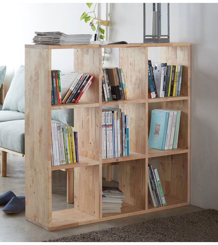 シェルフ 3×3 本棚 天然木 オープン収納 おしゃれ 北欧 マルチシェルフ 棚 収納棚 カントリー 格子ラック 3段 シンプル 木製 木目 ナチュラル NATURAL SIGNATURE(代引不可)