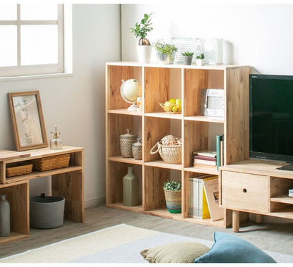 シェルフ 3×3 本棚 天然木 オープン収納 おしゃれ 北欧 マルチシェルフ 棚 収納棚 カントリー 格子ラック 3段 シンプル 木製 木目 ナチュラル NATURAL SIGNATURE(代引不可)