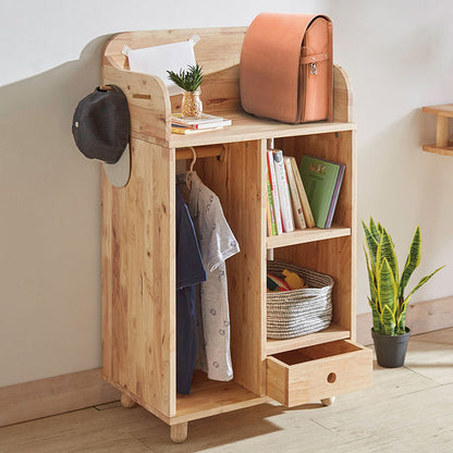 ランドセルラック 天然木 幅60cm ハンガーラック付き オープンロッカー 木目 木製 収納 子ども部屋 子供 おしゃれ 北欧 ナチュラル オープンシェルフ オープン収納 進学祝い NATURAL SIGNATURE(代引不可)