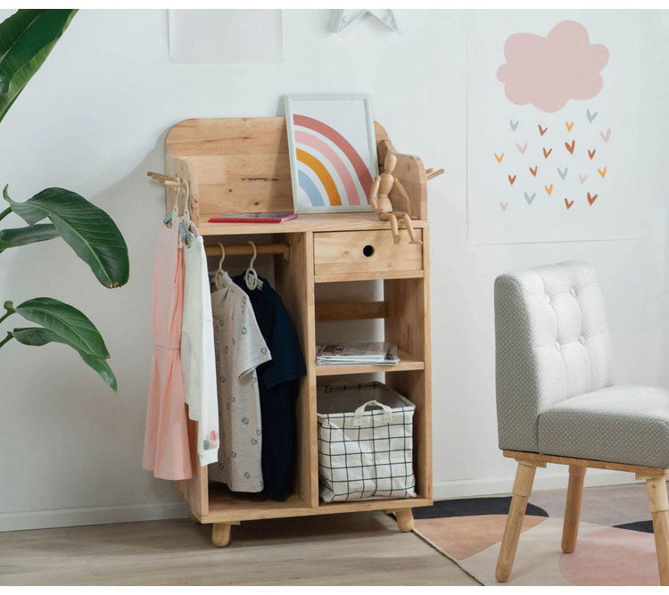 ランドセルラック 天然木 幅60cm ハンガーラック付き オープンロッカー 木目 木製 収納 子ども部屋 子供 おしゃれ 北欧 ナチュラル オープンシェルフ オープン収納 進学祝い NATURAL SIGNATURE(代引不可)
