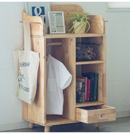 ランドセルラック 天然木 幅60cm ハンガーラック付き オープンロッカー 木目 木製 収納 子ども部屋 子供 おしゃれ 北欧 ナチュラル オープンシェルフ オープン収納 進学祝い NATURAL SIGNATURE(代引不可)