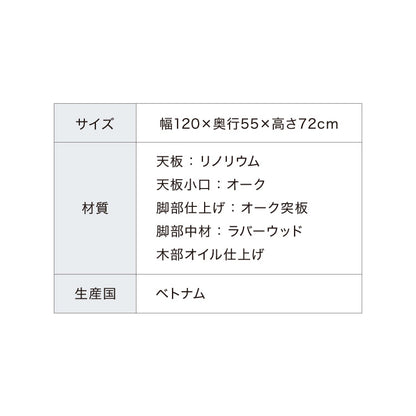 デスク リノリウム 幅120cm テーブル シンプル 木製 パソコンデスク 化粧台 リビング ダイニング 北欧 おしゃれ かわいい リモートワーク 在宅勤務 学習机 勉強机 オフィス 机 インテリア(代引不可)