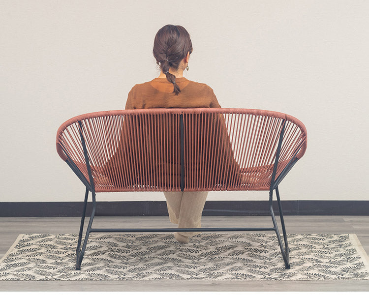 ロープベンチ 2P リビングチェア ダイニングチェア デザイン 食卓イス ダイニング椅子 おしゃれ インテリア リビング ダイニング カフェ 椅子 いす イス 北欧(代引不可)