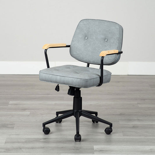 肘付ガス圧チェアー エイム GY デスクチェア おしゃれ 昇降式 ソフトレザー オフィスチェア イス PCチェア 学習チェア ワークチェア 事務椅子 いす 椅子 チェア チェアー(代引不可)