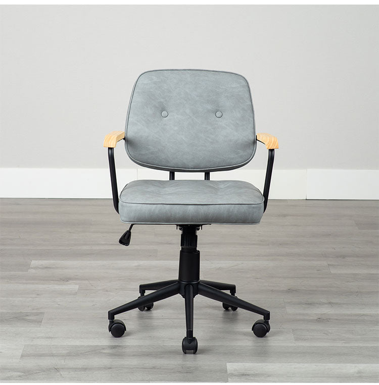 肘付ガス圧チェアー エイム GY デスクチェア おしゃれ 昇降式 ソフトレザー オフィスチェア イス PCチェア 学習チェア ワークチェア 事務椅子 いす 椅子 チェア チェアー(代引不可)