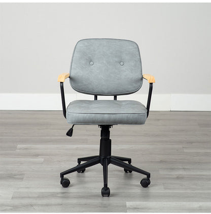 肘付ガス圧チェアー エイム GY デスクチェア おしゃれ 昇降式 ソフトレザー オフィスチェア イス PCチェア 学習チェア ワークチェア 事務椅子 いす 椅子 チェア チェアー(代引不可)