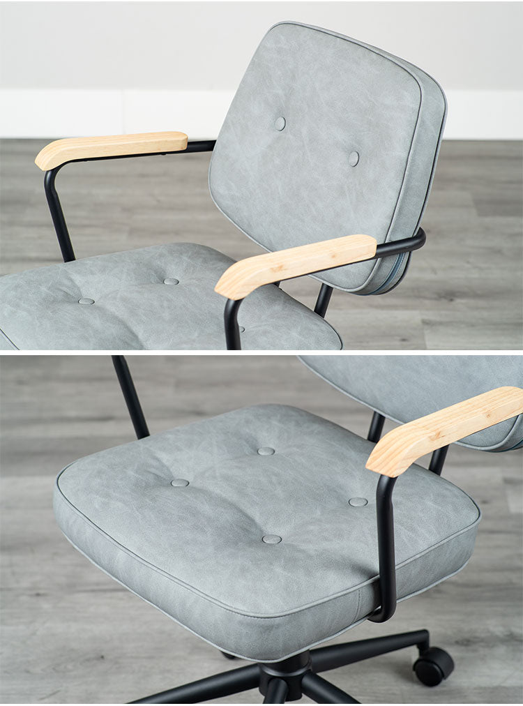 肘付ガス圧チェアー エイム GY デスクチェア おしゃれ 昇降式 ソフトレザー オフィスチェア イス PCチェア 学習チェア ワークチェア 事務椅子 いす 椅子 チェア チェアー(代引不可)