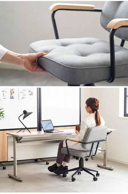 肘付ガス圧チェアー エイム GY デスクチェア おしゃれ 昇降式 ソフトレザー オフィスチェア イス PCチェア 学習チェア ワークチェア 事務椅子 いす 椅子 チェア チェアー(代引不可)