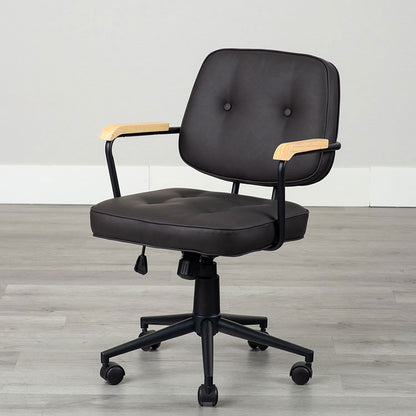 肘付ガス圧チェアー エイム BK デスクチェア おしゃれ 昇降式 ソフトレザー オフィスチェア イス PCチェア 学習チェア ワークチェア 事務椅子 いす 椅子 チェア チェアー(代引不可)