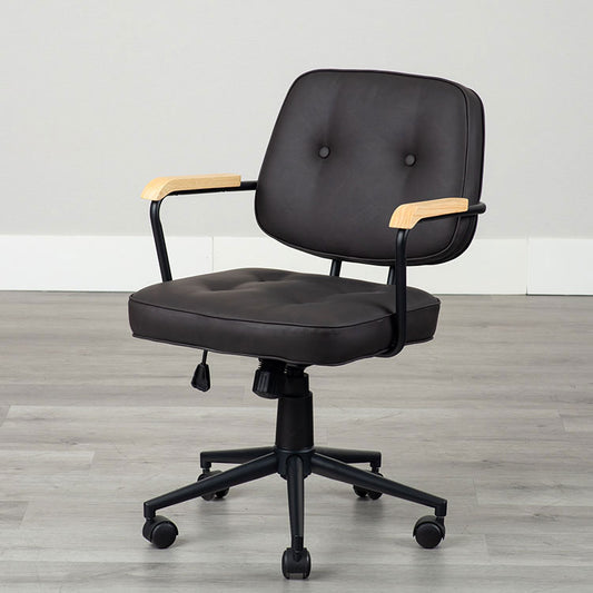 肘付ガス圧チェアー エイム BK デスクチェア おしゃれ 昇降式 ソフトレザー オフィスチェア イス PCチェア 学習チェア ワークチェア 事務椅子 いす 椅子 チェア チェアー(代引不可)