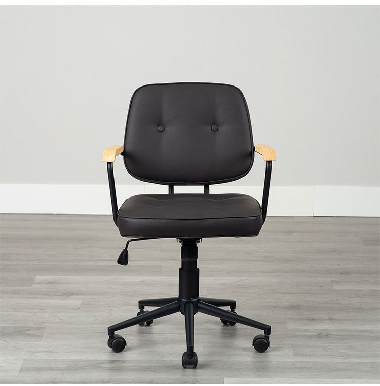 肘付ガス圧チェアー エイム BK デスクチェア おしゃれ 昇降式 ソフトレザー オフィスチェア イス PCチェア 学習チェア ワークチェア 事務椅子 いす 椅子 チェア チェアー(代引不可)