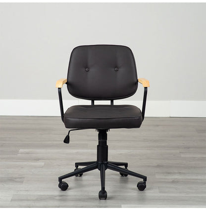 肘付ガス圧チェアー エイム BK デスクチェア おしゃれ 昇降式 ソフトレザー オフィスチェア イス PCチェア 学習チェア ワークチェア 事務椅子 いす 椅子 チェア チェアー(代引不可)