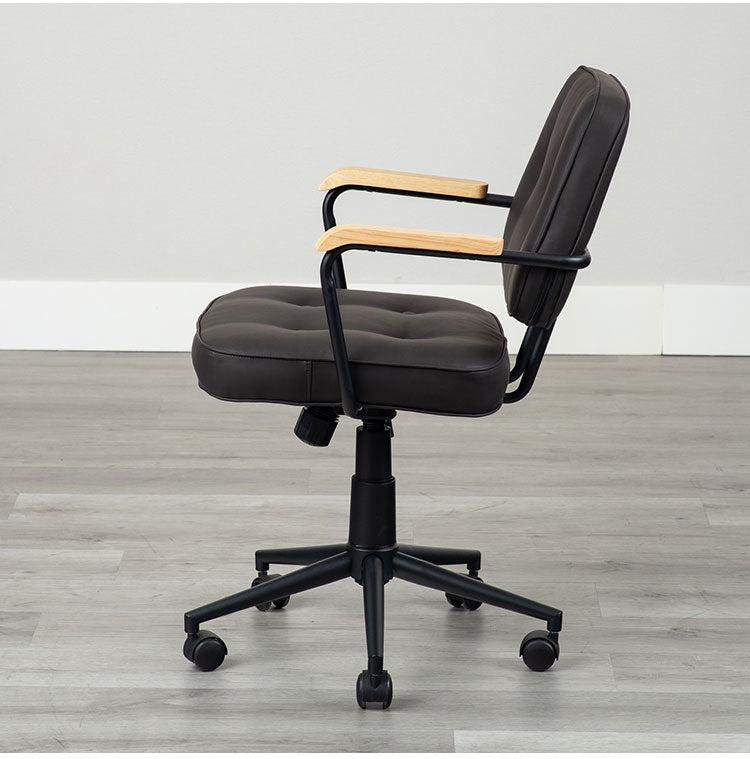肘付ガス圧チェアー エイム BK デスクチェア おしゃれ 昇降式 ソフトレザー オフィスチェア イス PCチェア 学習チェア ワークチェア 事務椅子 いす 椅子 チェア チェアー(代引不可)