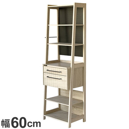 キッチンラック レンジ台 引き出し付き 幅60cm 木目調 オープン収納 シンプル おしゃれ 北欧 かわいい ハイタイプ 新生活 一人暮らし(代引不可)