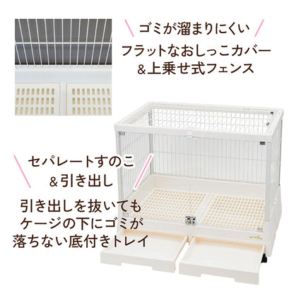 マルカン うさぎ用 ケージ サークル クリアライフ 80W ガラス ガラス製 クリア 透明 屋根付き キャスター付き 組み立て簡単 簡単組立 広い 広々 小動物用 ゲージ うさぎ用ケージ