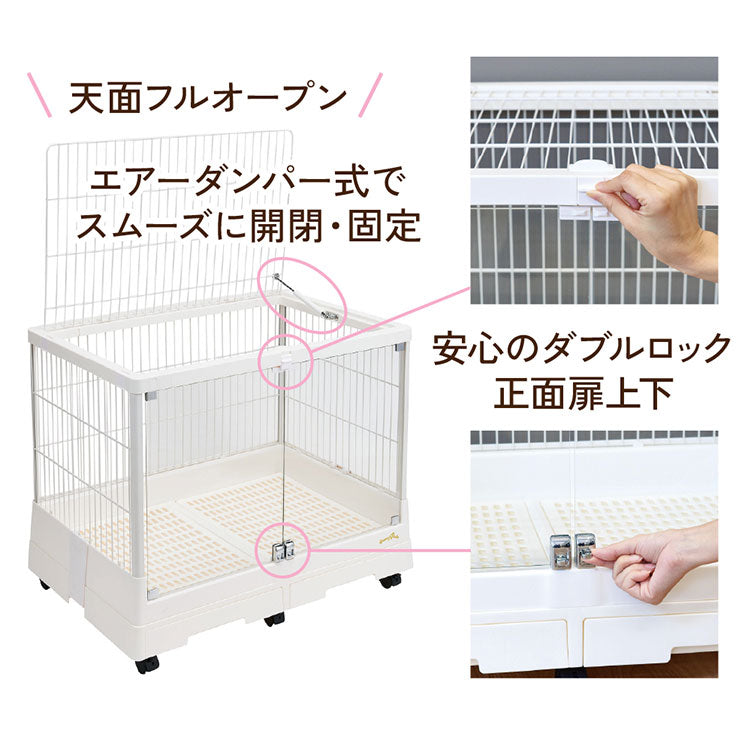 マルカン うさぎ用 ケージ サークル クリアライフ 80W ガラス ガラス製 クリア 透明 屋根付き キャスター付き 組み立て簡単 簡単組立 広い 広々 小動物用 ゲージ うさぎ用ケージ