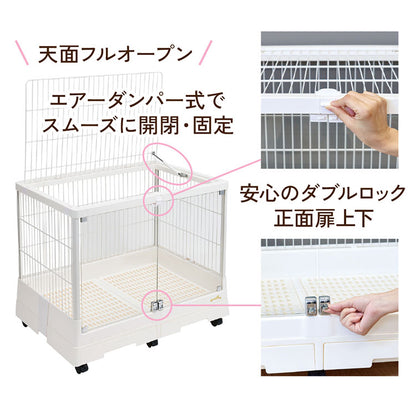 マルカン うさぎ用 ケージ サークル クリアライフ 80W ガラス ガラス製 クリア 透明 屋根付き キャスター付き 組み立て簡単 簡単組立 広い 広々 小動物用 ゲージ うさぎ用ケージ