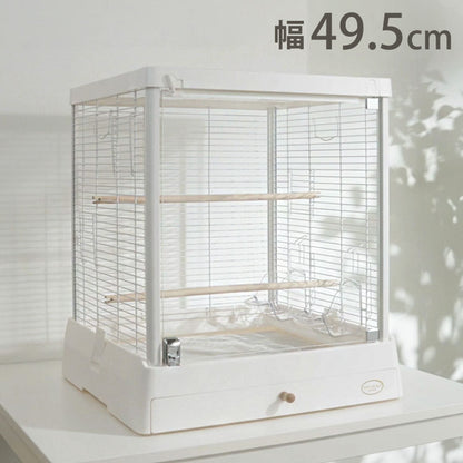 マルカン 鳥かご ケージ バードパレス クリアライフ 50W ガラス ガラス製 クリア 透明 屋根付き 止まり木付き 天然木 お手入れ簡単 小型 コンパクト 鳥用 ゲージ サークル 鳥カゴ