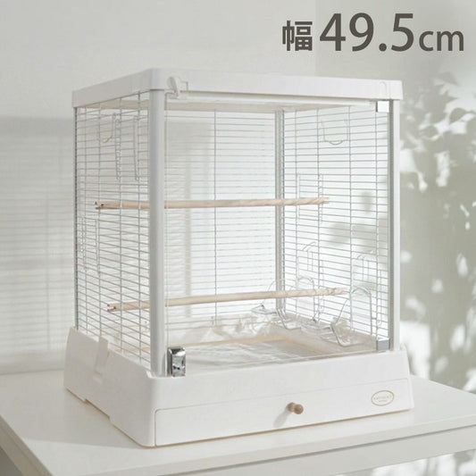 マルカン 鳥かご ケージ バードパレス クリアライフ 50W ガラス ガラス製 クリア 透明 屋根付き 止まり木付き 天然木 お手入れ簡単 小型 コンパクト 鳥用 ゲージ サークル 鳥カゴ
