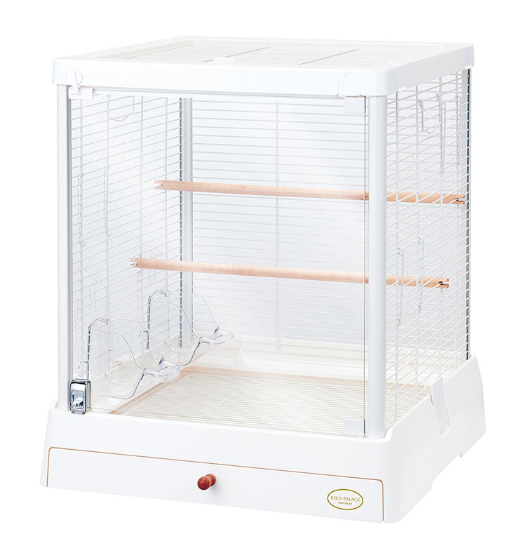 マルカン 鳥かご ケージ バードパレス クリアライフ 50W ガラス ガラス製 クリア 透明 屋根付き 止まり木付き 天然木 お手入れ簡単 小型 コンパクト 鳥用 ゲージ サークル 鳥カゴ