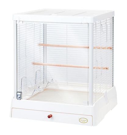 マルカン 鳥かご ケージ バードパレス クリアライフ 50W ガラス ガラス製 クリア 透明 屋根付き 止まり木付き 天然木 お手入れ簡単 小型 コンパクト 鳥用 ゲージ サークル 鳥カゴ