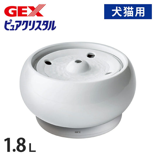 ジェックス 犬猫兼用 ピュアクリスタル セラモ 1.8L ホワイト セラミック 給水器 水飲み器 水飲み 給水機 自動 ペット用給水器 USB 静音 静か 犬用 猫用 犬 猫 ペット用 GEX