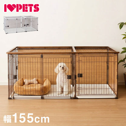 ボンビアルコン 犬用 ケージ 屋根付き トイレと居住スペースの分離式 背面パネル 汚れにくい スライドドア しつけ しつけるプラスワンサークル ゲージ ハウス サークル 大きい 大型 犬 ペット【送料無料】