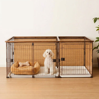 ボンビアルコン 犬用 ケージ 屋根付き トイレと居住スペースの分離式 背面パネル 汚れにくい スライドドア しつけ しつけるプラスワンサークル ゲージ ハウス サークル 大きい 大型 犬 ペット