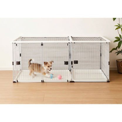 ボンビアルコン 犬用 ケージ 屋根付き トイレと居住スペースの分離式 背面パネル 汚れにくい スライドドア しつけ しつけるプラスワンサークル ゲージ ハウス サークル 大きい 大型 犬 ペット【送料無料】