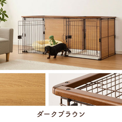 ボンビアルコン 犬用 ケージ トイレトレー付 屋根付き トイレと居住スペースの分離式 背面パネル 汚れにくい スライドドア しつけるプラスワンサークル ゲージ ハウス サークル 大きい 大型 犬 ペット【送料無料】