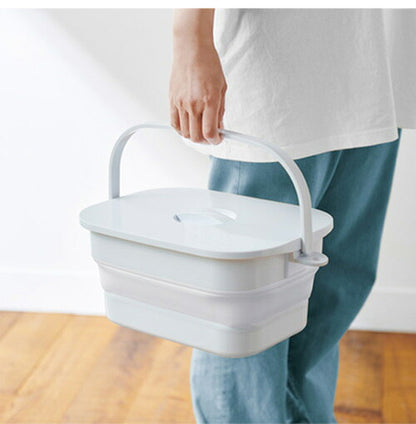 折りたためる つけ置き洗いバケツ グレー ランドリー バスケット バケツ コンパクト 小ぶり 容量7L 日本製(代引不可)