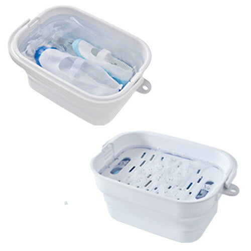 折りたためる つけ置き洗いバケツ グレー ランドリー バスケット バケツ コンパクト 小ぶり 容量7L 日本製(代引不可)