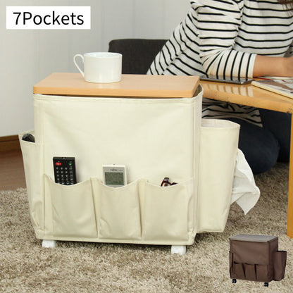 テーブルワゴン サイドテーブル ナイトテーブル 収納ワゴン 天板耐荷重約3kg ポケット付き ティッシュボックス入れ ソファー テーブルサイド 小型ワゴン 収納 カバー付き キャスター付き リビング(代引不可)