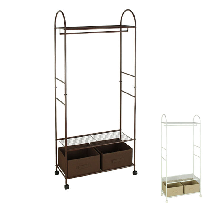 BOX付ハンガーラック ハンガーラック 収納付き コートハンガー 大容量 衣類ハンガー コート掛け 洋服掛け 衣類収納 収納 パイプハンガー 子供 伸縮 物干し クローゼット 収納ボックス(代引不可)