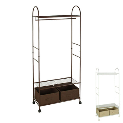 BOX付ハンガーラック ハンガーラック 収納付き コートハンガー 大容量 衣類ハンガー コート掛け 洋服掛け 衣類収納 収納 パイプハンガー 子供 伸縮 物干し クローゼット 収納ボックス(代引不可)