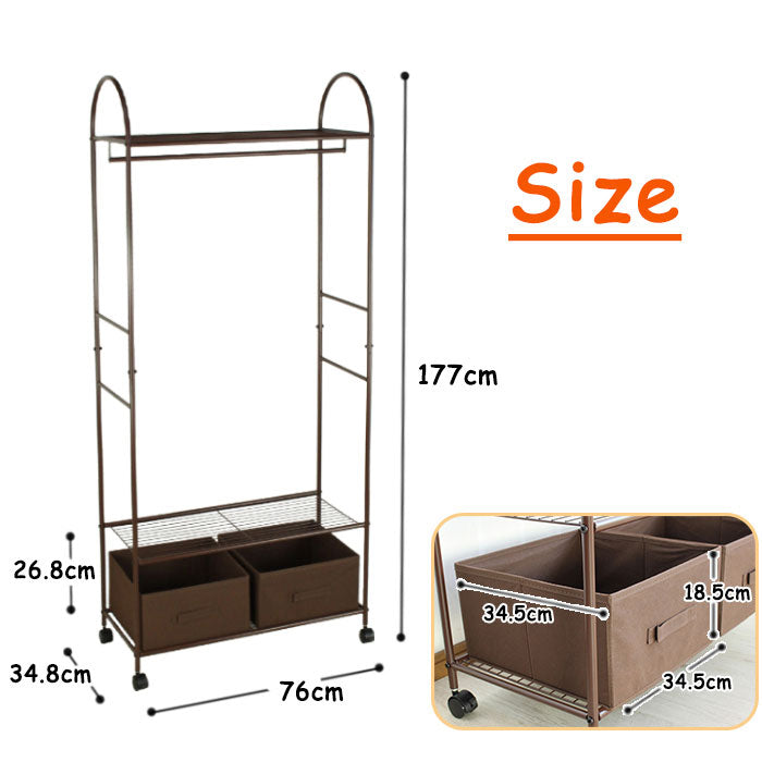 BOX付ハンガーラック ハンガーラック 収納付き コートハンガー 大容量 衣類ハンガー コート掛け 洋服掛け 衣類収納 収納 パイプハンガー 子供 伸縮 物干し クローゼット 収納ボックス(代引不可)