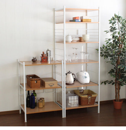 スライド式キッチンラック ハイタイプ 収納 収納家具 キッチン収納 レンジボード レンジ台 レンジラック 食器棚 キッチンボード キャビネット 収納棚 オープンラック キッチンラック オープンラック(代引不可)