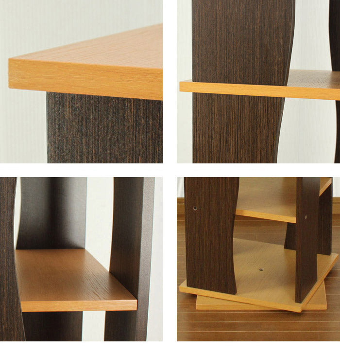 回転式木製ラック5段 収納 収納家具 リビング収納 本棚 ラック 棚 収納棚 書棚 回転式本棚 回転式コミックラック コミックラック タワーラック スリム 大容量 スリムラック 回転式(代引不可)