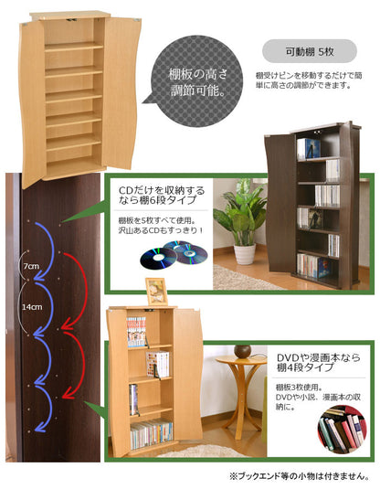 収納キャビネット 扉付き 収納 本棚 木製 コンパクト 大容量 可動棚 見せない収納 CDラック DVD収納 扉付き本棚 扉付 収納棚 CD DVD コミック 漫画 キャビネット チェスト 収納ボックス(代引不可)