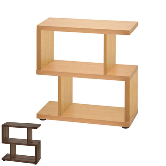 デザインラック2段 S字ラック 木製 S字 見せる収納 ディスプレイ オープンラック シェルフ 書棚 ラック 収納棚 白 棚 本棚 デザインラック おしゃれ棚 インテリアラック おしゃれ ジグザグラック(代引不可)