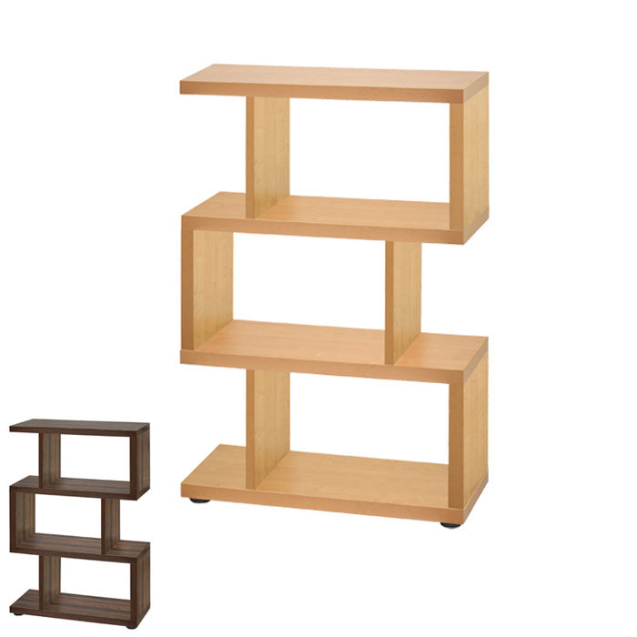 デザインラック3段 S字ラック 木製 S字 見せる収納 ディスプレイ オープンラック シェルフ 書棚 ラック 収納棚 白 棚 本棚 デザインラック おしゃれ棚 インテリアラック おしゃれ ジグザグラック(代引不可)