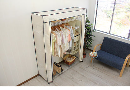 カバー付き頑丈ハンガーラック 幅150cm 収納 収納家具 リビング収納 本棚 ラック ハンガーラック コートハンガー ハンガー掛け クローゼット ワードローブ スチール製 UV・PV加工 紫外線カット(代引不可)