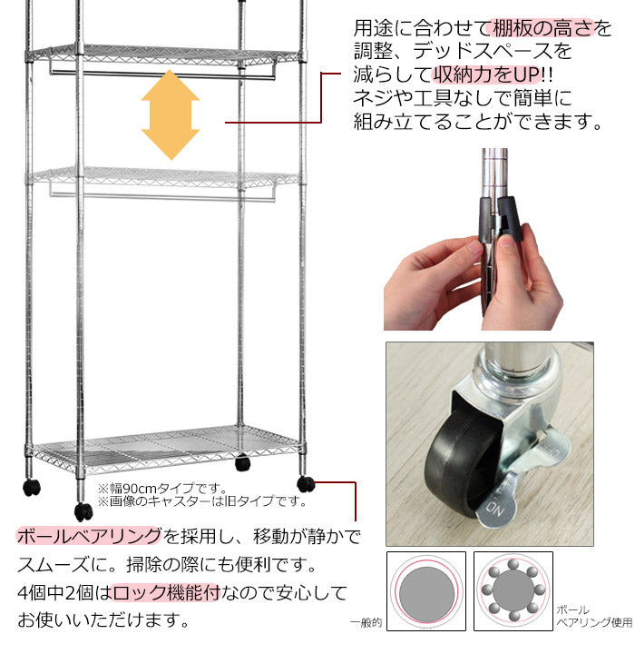 カバー付き頑丈ハンガーラック 幅90cm 収納 収納家具 リビング収納 本棚 ラック ハンガーラック コートハンガー ハンガー掛け クローゼット ワードローブ スチール製 UV・PV加工 紫外線カット(代引不可)