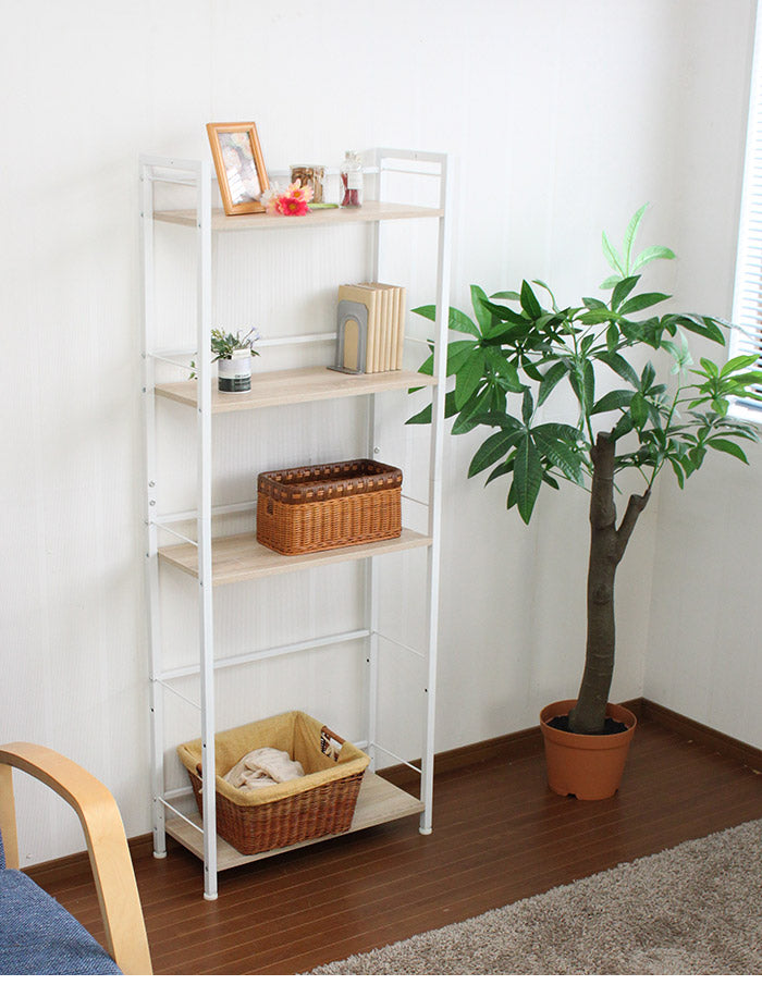 スチールウッドラック 収納 収納家具 リビング収納 本棚 ラック シェルフ ディスプレイラック 収納棚 キッチン収納 オープンラック ウッドラック 木目調 ナチュラル インテリア(代引不可)