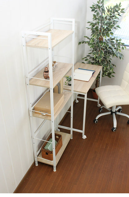 スチールウッドラック 収納 収納家具 リビング収納 本棚 ラック シェルフ ディスプレイラック 収納棚 キッチン収納 オープンラック ウッドラック 木目調 ナチュラル インテリア(代引不可)